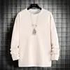 Sudadera Cuello Redondo Otoño Hombre Top Básico Nueva Moda Holgada Manga Larga Camiseta Costuras Ropa Exterior 2024 Nuevo Estilo