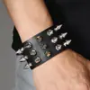 Pulseira Punk Nova Europeia e Americana Transfronteiriça Não Convencional com Pontas e Rebites Pulseira de Couro Gótica Pulseira com Rebites Masculina