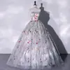 Vestido de Noite na Cor Cinza Prata para Jantares, Eventos Anuais, Provas de Arte, Apresentações de Palco, Desfiles de Moda, Recepções, Vestidos de Casamento e Vestidos de Noite Estilo Floresta para Mulheres