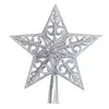 Estrella de cinco puntas para la punta del árbol de Navidad estrella de cinco puntas de plástico hueca con alambre estrella de cinco puntas decoración de estrella de Navidad exclusiva transfronteriza
