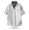Camiseta con cuello de camisa falso de dos piezas para hombre y mujer, cuello camisero, manga corta, polo elegante y sofisticado, manga media, seda de hielo, transpirable