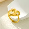 Personalidad Europea y Americana Exagerada Acero Inoxidable Hidráulico Simple Doble Capa Línea Anillo Abierto Lujo Ligero Sensación de Gama Alta Anillo de Dedo Joyería para Mano