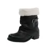 2026 Botas Altas de Gamuza con Hebilla Tacón Grueso Medio para Mujer Calientes Versátiles Botas de Montar Botas Adelgazantes Botas de Moda Botas de Media Caña