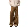 Pantalones de pana blanco cremoso para hombre, pantalones casuales rectos de primavera, estilo americano, marca de moda, retro, holgados, de pierna ancha para adolescentes