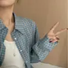 Jaqueta Camisa Xadrez Preguiçosa Retrô de Manga Longa para Mulheres Primavera e Outono Nova Elegante Design Solto Casual Versátil Camisa