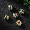 Accesorios de color oro de 18 quilates incrustados con cuentas de circonita de colores, microincrustaciones de circonita, cuentas tipo barril con agujero grande, accesorios para pulseras DIY hechos a mano