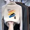 Camiseta de manga larga para niño DeRong, capa base para otoño e invierno, top de otoño para niños con cuello semi-alto, casual, forrada de forro polar y engrosada