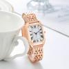 Relógio Feminino com Mostrador Quadrado e Escala em Números Romanos, Luxo Leve, Moderno, para Negócios, Pulseira de Aço, Relógio de Estudante, Estoque de Barraca