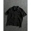 Camisa de Punto Hueco con Cuello Cubano Estilo Old Money para Hombre, Manga Corta, Verano, Look Casual en Capas, Corte Holgado, Blanco Crudo