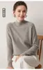 100% Cashmere Feminino Gola Meia-Alta Dupla Camada Espesso Manga Raglan Outono/Inverno Camada Base Versátil Cor Sólida Malha Base Suéter Quente