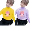Y2435 # Camiseta Básica Feminina de Veludo Alemão Dupla Face, Top Quente de Inverno Infantil Autoaquecido com Manga Longa e Gola Alta