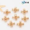 Banhado a cobre cor ouro real 14K de longa duração contas trevo de quatro folhas compartimento de zircônia cruzada pulseira DIY colar micro cravejado contas de zircônia