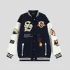 Uniforme de Béisbol Americano Hombres y Mujeres Otoño e Invierno Marca de Moda Bordado de Toalla Chaqueta Bomber Engrosada Pareja Casual Holgada Ropa Exterior