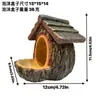 Tocón de Árbol Transfronterizo Nido de Pájaro Comedero para Pájaros Artesanía de Resina Decoración de Estatua para Jardín y Patio Decoración de Estatua