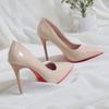 Tacones Altos, Tacones de Aguja, 2025 Nuevo Otoño Negro Suela Roja Punta Fina Tacones de Aguja Bajos, Tacones Altos de Una Pierna