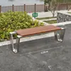 Banco de Parque em Aço Inoxidável Banco ao Ar Livre Banco de Praça de Jardim Banco Longo de Tiras ao Ar Livre Anticorrosivo Madeira Plástica Lazer Assentos Públicos