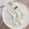 Calcetines con Lazo para Mujer en Otoño e Invierno Nuevo Estilo Estilo Japonés Lunares Calcetines de Felpa Encaje Calcetines Absorbentes de Sudor Versátiles Calcetines de Media Caña para Mujer