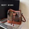 Bolsa de ombro cross-border bucket bag 2024 Nova moda contraste cor pequena bolsa ins bolsa mensageiro bolsa casual moda bolsa feminina