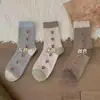 Nova coleção de outono: Meias fofas com estampa de cogumelos, meias femininas de cano médio, meias estudantis estilo japonês para outono/inverno, meias longas para o outono, meias infantis de cano médio