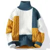 Venta Caliente Transfronteriza Suéter Holgado de Punto para Hombre de Cuello Alto Medio Ropa de Punto para Hombre Talla Grande Directo del Fabricante