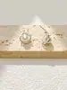 Pendientes de Flor de Cuatro Hojas con Circonita y Perla, Pendientes de Moda y Versátiles, Pendientes de Alta Gama para Mujer, Accesorios de Estilo Lujo Ligero