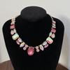 Collar exagerado y único de diamantes completos europeos y americanos con gemas de colores, collar de banquete de moda súper brillante, accesorio de lujo ligero para celebridades femeninas