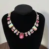 Collar Europeo y Americano Exagerado Elegante de Diamante Completo Piedras Preciosas Coloridas Moda Banquete Collar Súper Brillante Lujo Accesible Accesorios de Estrella Femenina