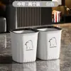 Lixeira de Lixo Doméstica Espessa de Grande Capacidade Sala de Estar Cozinha Quarto Banheiro Dormitório Banheiro com Anel de Pressão Cesto de Papel Nórdico