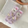 Calcetines de Casa Cálidos de Coral Grueso y Lindos para Dormir Otoño e Invierno Calcetines de Media Pantorrilla para Mujer Calcetines de Piso Peludos Lindos de Mascotas