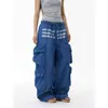 Comércio transfronteiriço Calça de trabalho Letter Design Masculino Tendência Toque Feminino Múltiplos Bolsos Estilo Fino Cauda Impressão de Cauda Verão Estilo Americano Loja