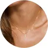 Amazon Simple Collar de Oro para Hombres y Mujeres Joyería con Colgante de Letra Inglesa que Conserva el Color Cadena para Clavícula