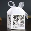 Casamento Internacional Borboleta Vazada Caixa de Doces de Casamento Caixa de Doces com Fita Festa de Carnaval Caixa de Doces de Chocolate Personalizada
