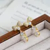 Pendientes de lazo con circonitas estilo celebridad de internet para mujer, Pendientes únicos y versátiles, Elegante regalo de vacaciones, Pendientes de borla de mariposa
