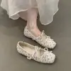 Zapatos de noche para mujer que aumentan la altura, colección otoño 2026, estilo coreano retro de lunares, punta cuadrada, zapatos planos estilo ballet Mary Jane
