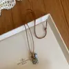 Colar de Corda Trançada com Pérolas para Mulheres, Corrente para Clavícula Estilo Chinês Novo Retrô com Pedra Olho de Tigre, Acessório Longo para Pendurar no Pescoço com Manchas