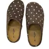Mules fechadas estilo Birkenstock com solado grosso e estampa de bolinhas para mulheres, coleção outono 2026, design slip-on, versáteis e confortáveis para uso ao ar livre