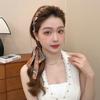 Faixa de Cabelo Scrunchie Preta Plissada para Lavar o Rosto, Acessório de Cabelo Estilo Coreano de Alta Qualidade