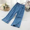 Pantalones de Verano Finos Anti-mosquitos para Niñas, Jeans de Seda Helada, Pantalones Casuales de Imitación de Mezclilla, Pantalones de Abrigo de Campana para Niñas Pequeñas y Medianas
