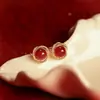 Ágata Roja Estilo Chino Nuevo Pendientes Ankora Rojos Pinza de Oreja Espiral para Mosquitos Pendientes sin Perforar Lujo Ligero Pendientes de Gama Alta