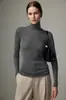 Serie de Lana Dorada Cuenta 80 3 Cabos Suave Agradable a la Piel Cuello Alto Sin Costuras Calibre 18 Camiseta Base de Suéter de Lana