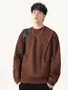 Ropa para Hombre Fengshe / Sudadera Pesada 360g, Estilo Americano Otoño/Invierno Tendencia Diseño Estructurado, Top de Manga Larga con Parche Rayado para Hombre