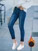 Jeans Gruesos de Cintura Alta con Forro de Polar, Estilo Nuevo de Invierno para Mujer, Adelgazantes y Versátiles, Adecuados para Comercio Electrónico Transfronterizo en Amazon