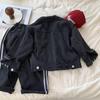 Traje para niños Ropa de otoño Chaqueta de mezclilla lavada vieja Abrigo Conjunto de dos piezas de mezclilla suave retro americano para niño