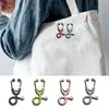 Broche geométrico simples europeu e americano para estetoscópio de médico, design criativo, pino de liga colorida, distintivo de metal prateado com esmalte