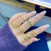 Anillo de Cobre Estilo Ins Europeo y Americano Chapado en Oro Real Micro-incrustado Anillo de Circonias Joyería de Anillo de Lujo Ligero de Alta Gama Abierto