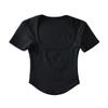 Camiseta de moda YPFF para mujer, camiseta sexy de manga corta con cuello alto y bajo, top corto ajustado con cintura baja y curva.