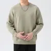 Suéter de punto para hombre L-8XL, cuello redondo, corte holgado, casual, versátil, moderno, manga larga, color liso, top básico, talla grande