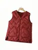 Colete 528W com Zíper Completo para Outono e Inverno, Colete Feminino de Algodão Slim Fit, Camada Interna, Colete Leve com Zíper