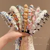 Faixa de Cabeça com Fita Floral para Mulheres, de Alta Qualidade, Estilosa, Presilha de Cabelo da Moda, Grampo e Lenço Integrados para Tranças, Faixa de Cabeça para Testa Alta, Acessório de Cabelo