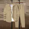 Nuevo traje deportivo de cordones de color liso, rudo, guapo, de alta gama, simple, casual, traje de pana para hombre